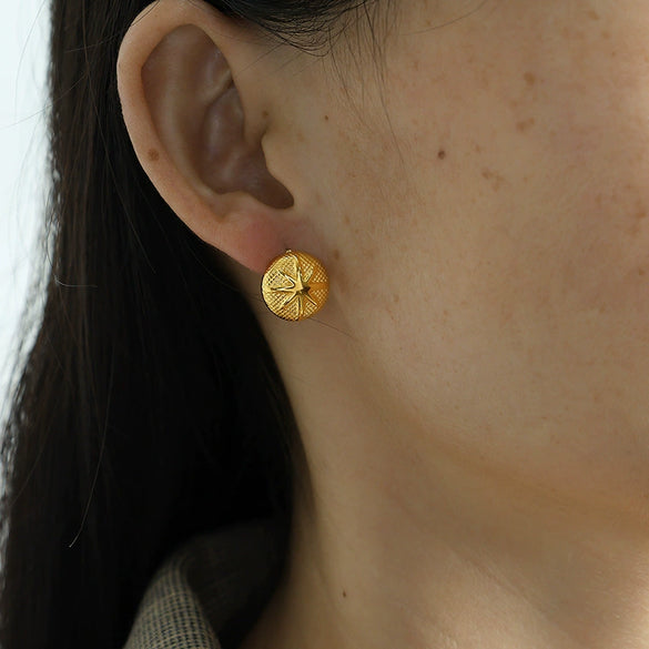 Wholesale 316L Stainless Steel Geometric Electroplated Women's Retro Light Luxury Earrings