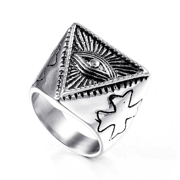 Wholesale Titanium Steel Geometric Eye Ring Jewelry For Men And Unisex With Electroplating Treatment