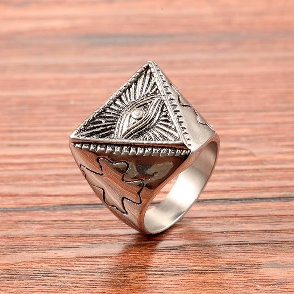 Wholesale Titanium Steel Geometric Eye Ring Jewelry For Men And Unisex With Electroplating Treatment