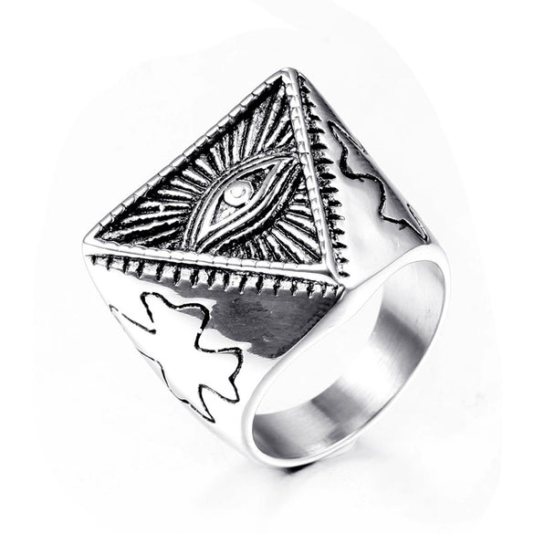 Wholesale Titanium Steel Geometric Eye Ring Jewelry For Men And Unisex With Electroplating Treatment
