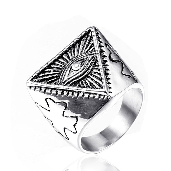 Wholesale Titanium Steel Geometric Eye Ring Jewelry For Men And Unisex With Electroplating Treatment