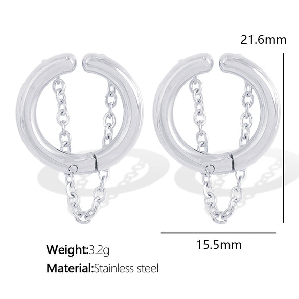 Wholesale 316L Stainless Steel Geometric Fashion Ear Bone Clip For Women With Electroplating Design