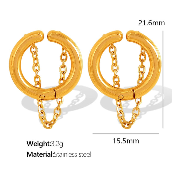 Wholesale 316L Stainless Steel Geometric Fashion Ear Bone Clip For Women With Electroplating Design
