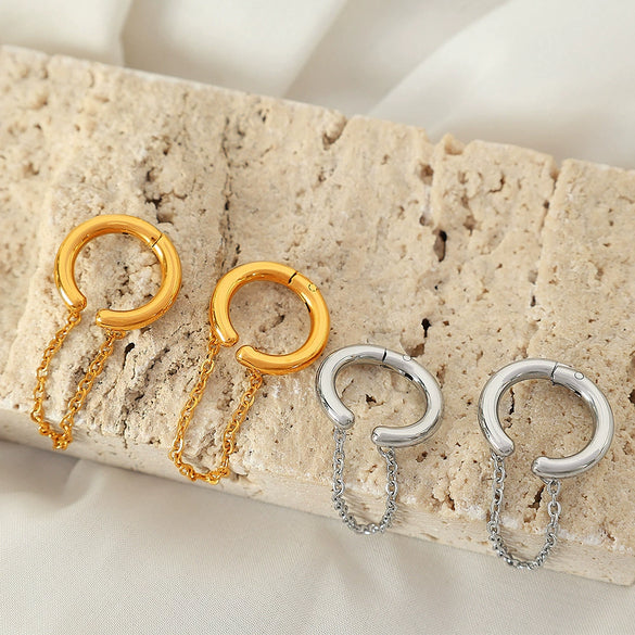Wholesale 316L Stainless Steel Geometric Fashion Ear Bone Clip For Women With Electroplating Design