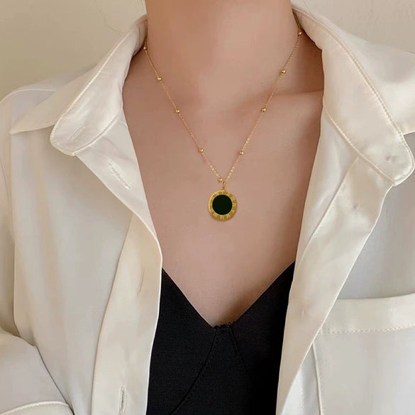Wholesale Titanium Steel Geometric Fashion Necklace With Electroplating Treatment For Women