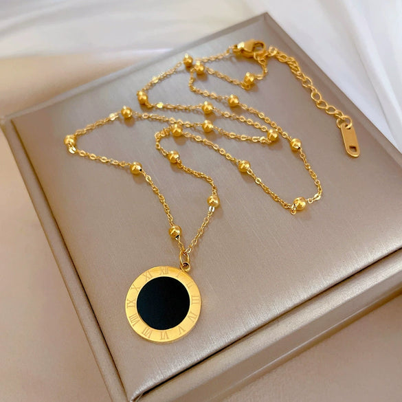 Wholesale Titanium Steel Geometric Fashion Necklace With Electroplating Treatment For Women