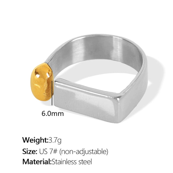 Wholesale 316L Stainless Steel Geometric Fashion Ring With Electroplating Design For Women