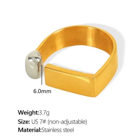 Wholesale 316L Stainless Steel Geometric Fashion Ring With Electroplating Design For Women
