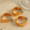 Wholesale 316L Stainless Steel Geometric Fashion Ring With Electroplating Design For Women