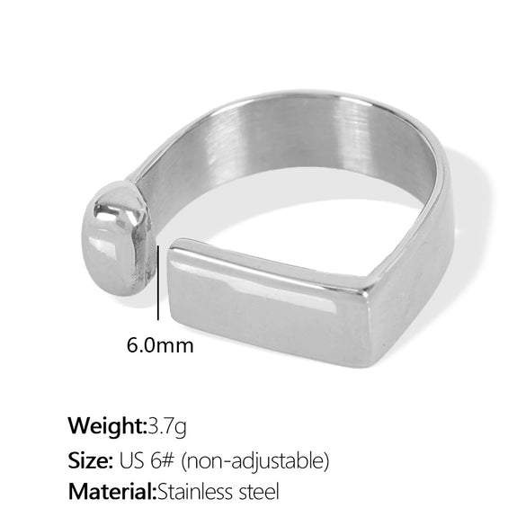 Wholesale 316L Stainless Steel Geometric Fashion Ring With Electroplating Design For Women