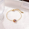 Wholesale Titanium Steel Geometric Flower Inlaid Zircon Electroplated Fashion Shining Girl Bracelet