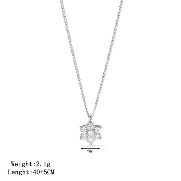 Wholesale Titanium Steel Geometric Flower Pendant Clavicle Chain With Electroplating Simple Style Necklace