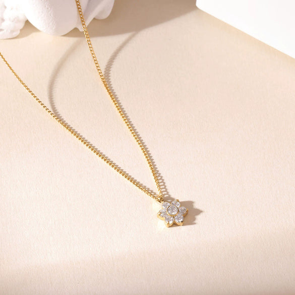 Wholesale Titanium Steel Geometric Flower Pendant Clavicle Chain With Electroplating Simple Style Necklace