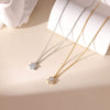 Wholesale Titanium Steel Geometric Flower Pendant Clavicle Chain With Electroplating Simple Style Necklace