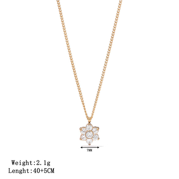 Wholesale Titanium Steel Geometric Flower Pendant Clavicle Chain With Electroplating Simple Style Necklace