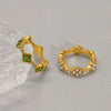 Wholesale Titanium Steel Geometric Flower Petal Fourleaf Clover Ring With 18K Gold Micro Diamond Electroplating For Women