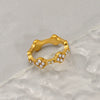 Wholesale Titanium Steel Geometric Flower Petal Fourleaf Clover Ring With 18K Gold Micro Diamond Electroplating For Women