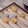 Wholesale 316L Stainless Steel Geometric Flower Shape Inlaid Shell Beads Electroplated Women's Earrings