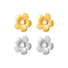Wholesale 316L Stainless Steel Geometric Flower Shape Inlaid Shell Beads Electroplated Women's Earrings