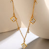 Wholesale 316L Stainless Steel Geometric Flower Zircon Pendant Necklace For Women With Electroplating