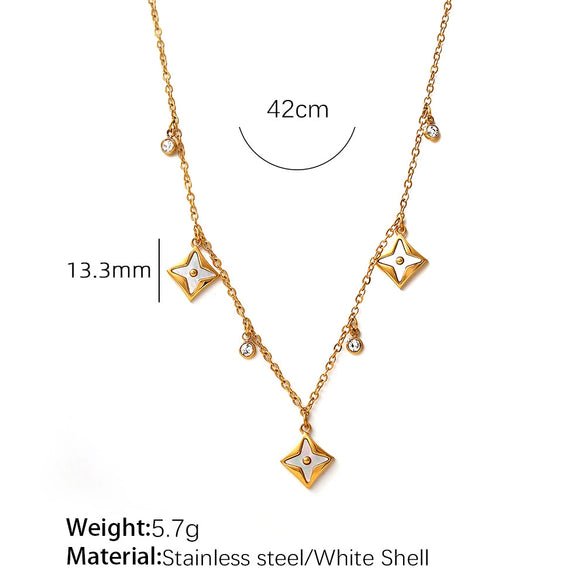 Wholesale 316L Stainless Steel Geometric Flower Zircon Pendant Necklace For Women With Electroplating
