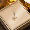 Wholesale Titanium Steel Geometric Fourangle Star Cross Hip Hop Pendant Necklace For Women
