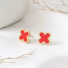 Wholesale Titanium Steel Geometric Fourleaf Clover Rose Gold Earrings Natural Style Ear Jewelry