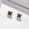 Wholesale Titanium Steel Geometric Fourleaf Clover Rose Gold Earrings Natural Style Ear Jewelry
