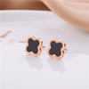 Wholesale Titanium Steel Geometric Fourleaf Clover Rose Gold Earrings Natural Style Ear Jewelry