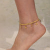 Wholesale 316L Stainless Steel Geometric Fourleaf Flower Doublelayer Blade Chain Anklet For Women