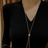 Wholesale Titanium Steel Geometric Golden Tassel Ochain Necklace For Women Light Luxury Electroplated Design