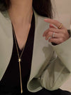 Wholesale Titanium Steel Geometric Golden Tassel Ochain Necklace For Women Light Luxury Electroplated Design