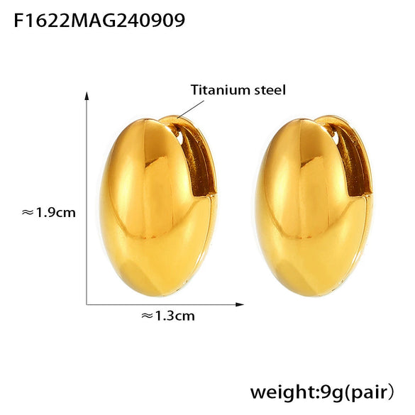 Wholesale Titanium Steel Geometric Goose Egg Shaped Earrings With Electroplating And Retro Temperament