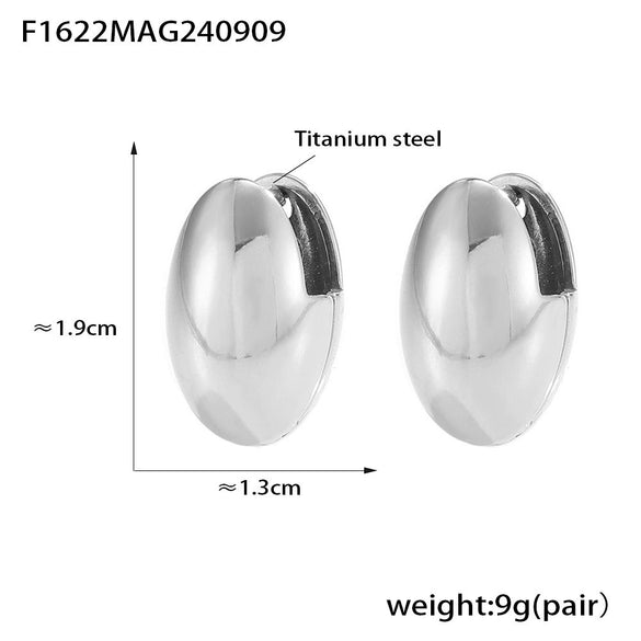 Wholesale Titanium Steel Geometric Goose Egg Shaped Earrings With Electroplating And Retro Temperament