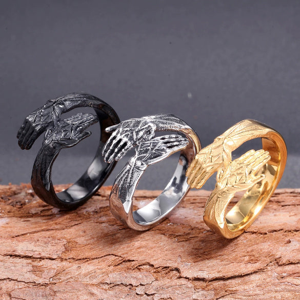 Wholesale Titanium Steel Geometric Handmade Palm Ring For Men And Unisex