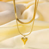Wholesale Titanium Steel Geometric Heart Shape Electroplated 18K Gold O Word Chain Necklace For Women