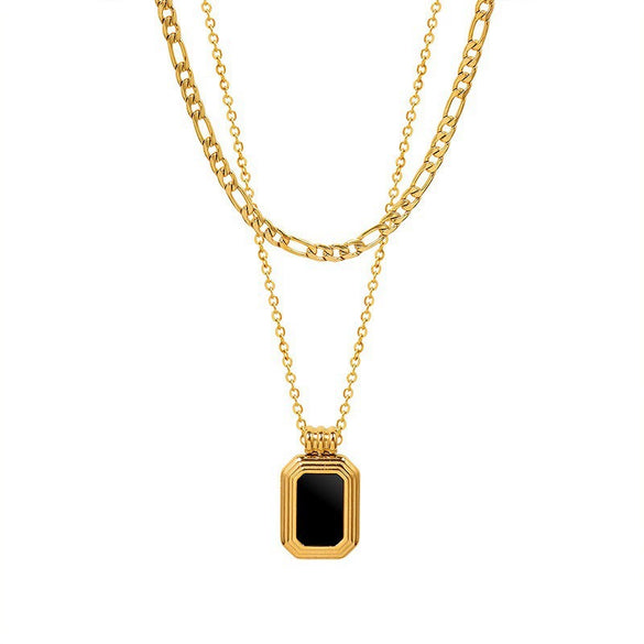 Wholesale Titanium Steel Geometric Heart Shape Electroplated 18K Gold O Word Chain Necklace For Women