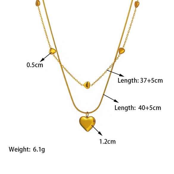 Wholesale Titanium Steel Geometric Heart Shape Electroplated 18K Gold O Word Chain Necklace For Women