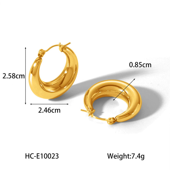 Wholesale Titanium Steel Geometric Hollow Earrings For Ladies With Gold Plated Electroplating