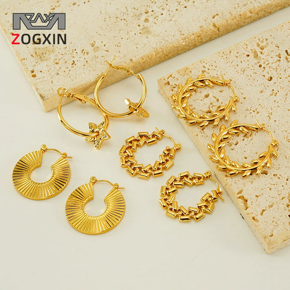 Wholesale Titanium Steel Geometric Hollow Electroplated Women's Earrings
