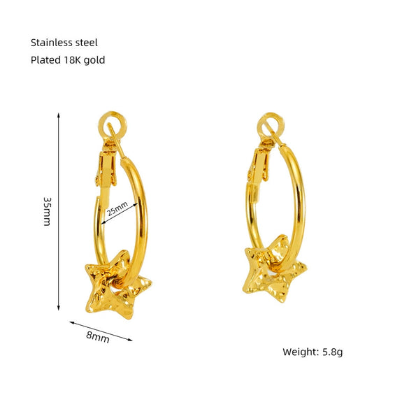 Wholesale Titanium Steel Geometric Hollow Electroplated Women's Earrings