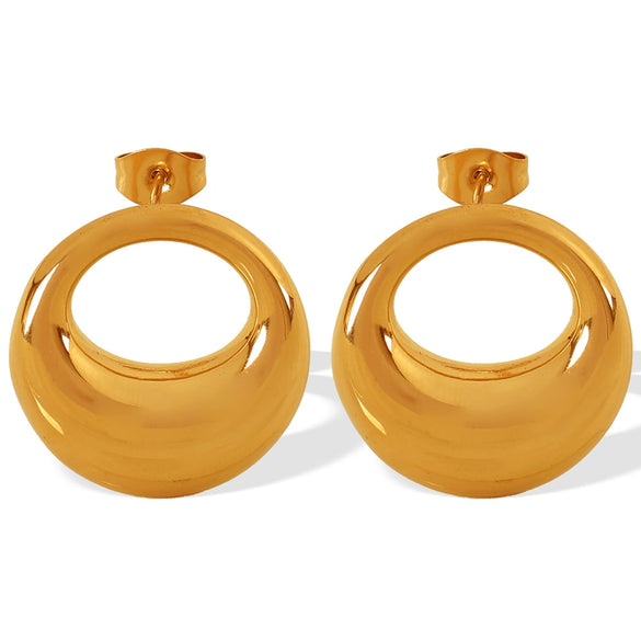 Wholesale 316L Stainless Steel Geometric Hollow Oshaped Earrings Fashion Retro Electroplated Jewelry For Women