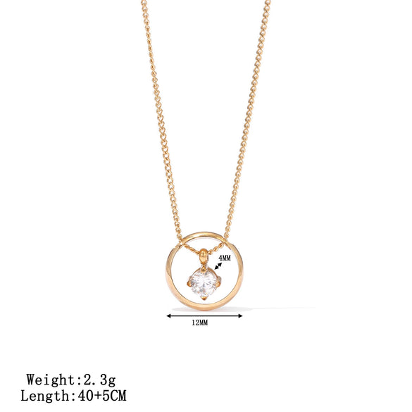 Wholesale Titanium Steel Geometric Hollow Pendant Electroplated Clavicle Necklace For Women