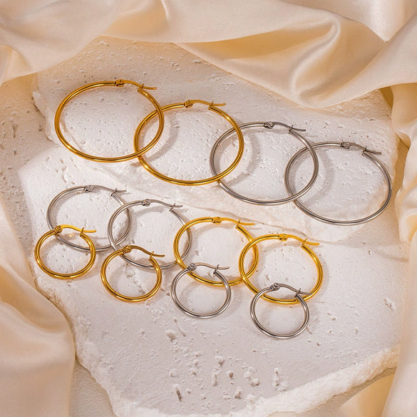 Wholesale Titanium Steel Geometric Hoop Earrings With Electroplating Unisex Highend And Fashionable