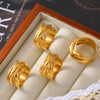 Wholesale 316L Stainless Steel Geometric Irregular Lines Interlaced Winding Ring 18K Gold Plated For Women