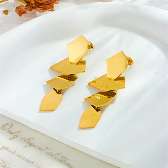 Wholesale Titanium Steel Geometric Irregular Square Pendant Accessories Earrings With Electroplating For Women