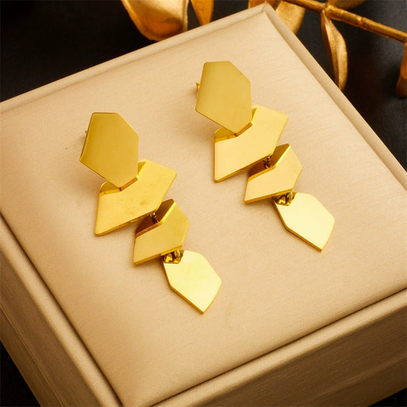 Wholesale Titanium Steel Geometric Irregular Square Pendant Accessories Earrings With Electroplating For Women
