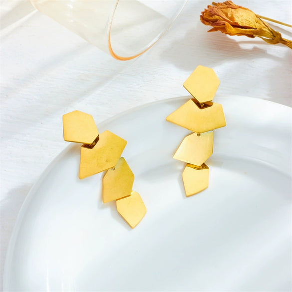 Wholesale Titanium Steel Geometric Irregular Square Pendant Accessories Earrings With Electroplating For Women