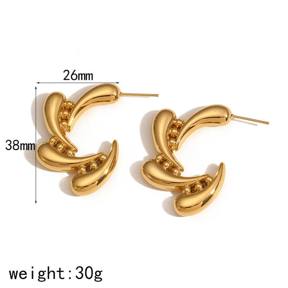Wholesale Titanium Steel Geometric Irregular Water Drop Earrings With 18K Gold Electroplating For Women