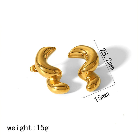 Wholesale Titanium Steel Geometric Irregular Water Drop Earrings With 18K Gold Electroplating For Women